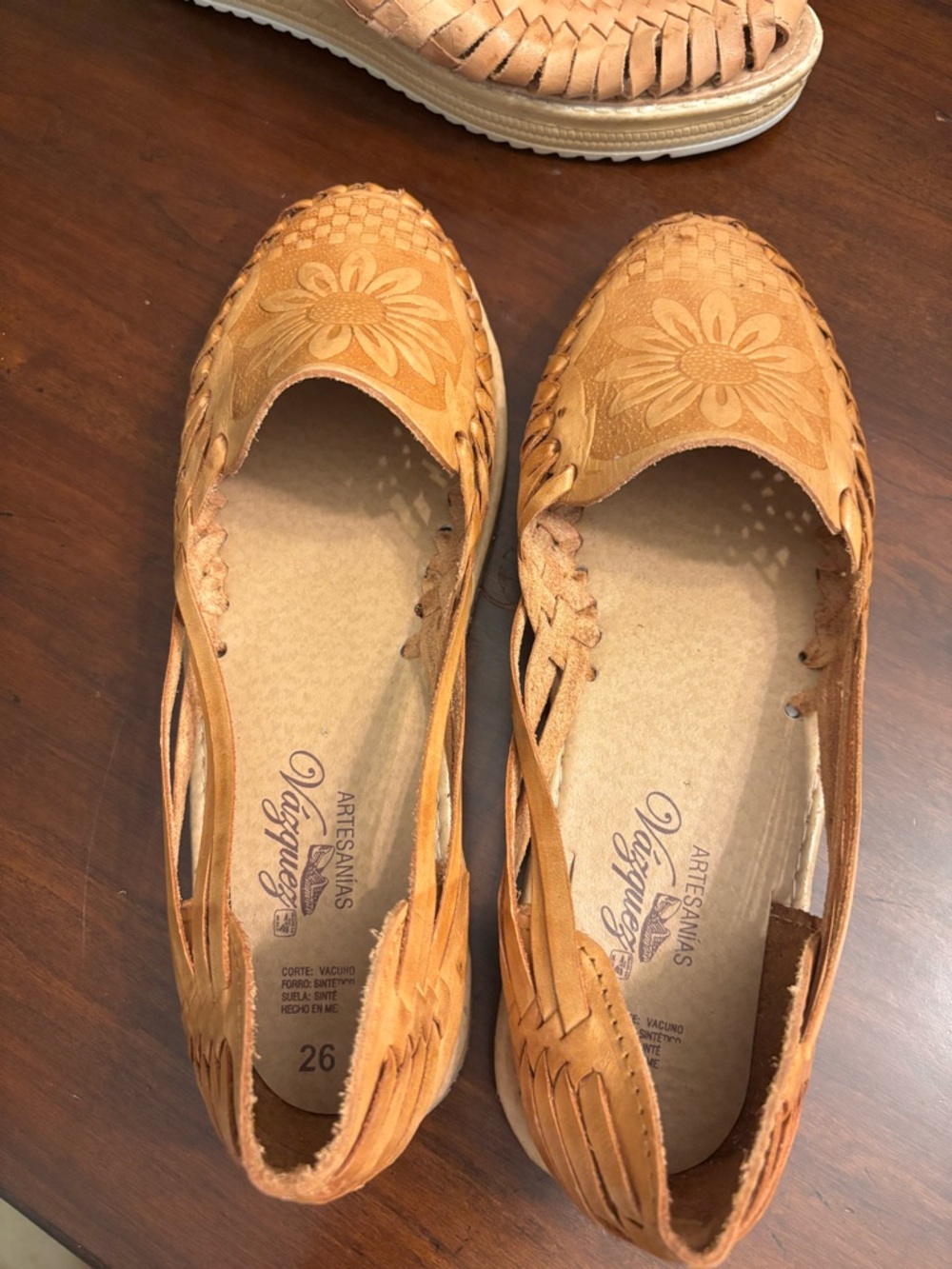 Tan Leather Huarache Flats - Women